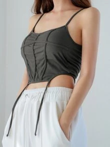 DAZY Sujetador tejido de canalé con liga - Gris Oscuro - Ver 5