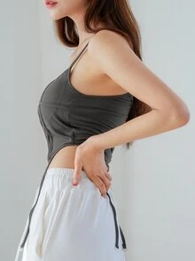 DAZY Sujetador tejido de canalé con liga - Gris Oscuro - Ver 7