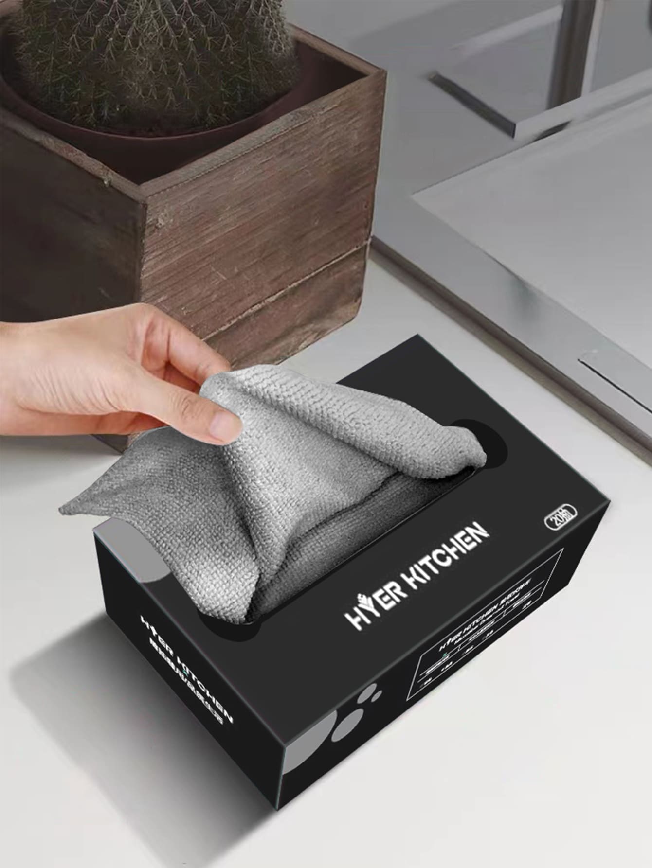 HYER KITCHEN 20 cái Rag làm sạch rắn - Xám - Xem 1