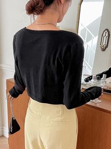 DAZY 1pc Solid Shrug Cardigan - Black - View 2