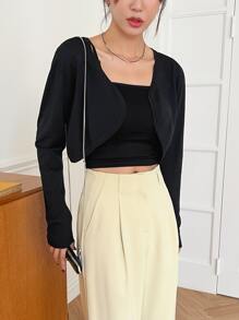 DAZY 1pc Solid Shrug Cardigan - Black - View 5