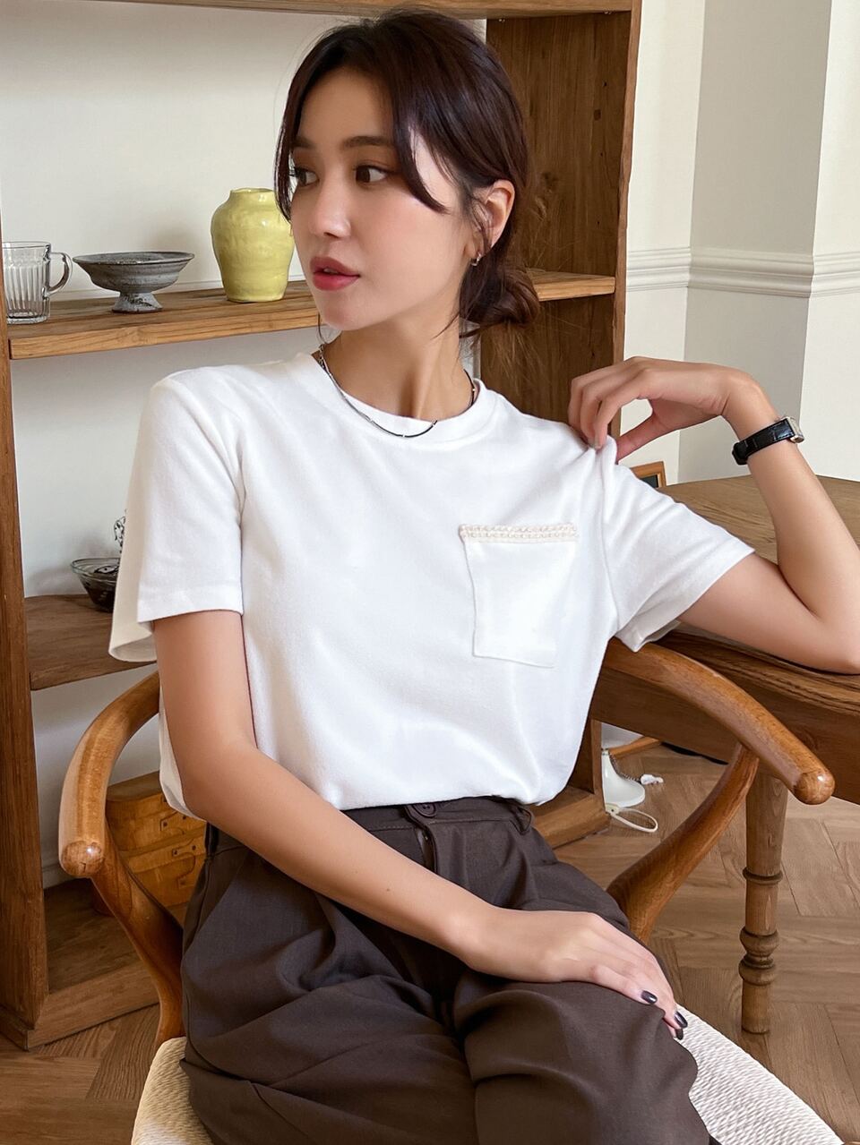 Patched Pocket Dolman Sleeve Tee