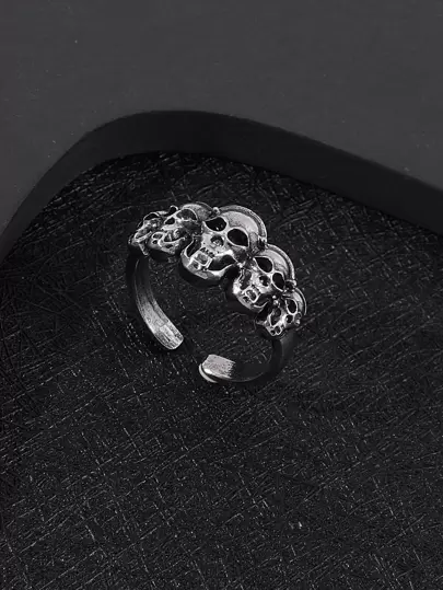 Aleación de anillo abierto de decoración de calavera de moda y popular para hombre para vacaciones y para una apariencia elegante