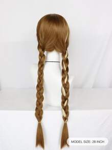 Tóc giả tổng hợp 1pc dài bện bằng tóc giả với tóc giả và mũ tóc giả 1pc - màu nâu - Xem 2
