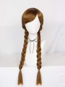 Tóc giả tổng hợp 1pc dài bện bằng tóc giả với tóc giả và mũ tóc giả 1pc - màu nâu - Xem 3