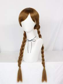 Tóc giả tổng hợp 1pc dài bện bằng tóc giả với tóc giả và mũ tóc giả 1pc - màu nâu - Xem 4