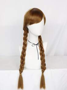 Tóc giả tổng hợp 1pc dài bện bằng tóc giả với tóc giả và mũ tóc giả 1pc - màu nâu - Xem 5