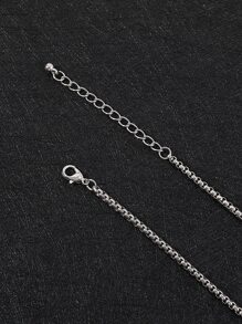 時尚流行男士骷髏和蛇裝飾星星吊墜項鍊合金，適合度假和時尚外觀 - 銀色 - 查看 5