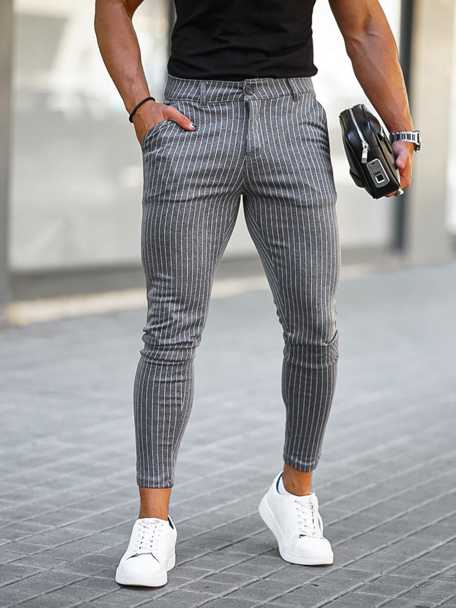 Men Striped Skinny Pants, Fall