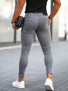 Men Striped Skinny Pants, Fall