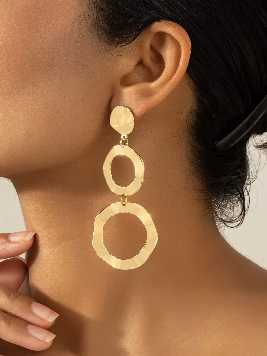 幾何耳墜 - 金黃色 - 查看 1