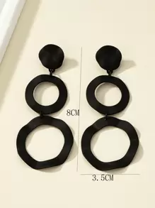 Geometric Drop Earrings - Black - View 3