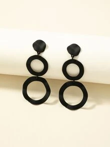 Geometric Drop Earrings - Black - View 4