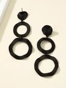 Geometric Drop Earrings - Black - View 5