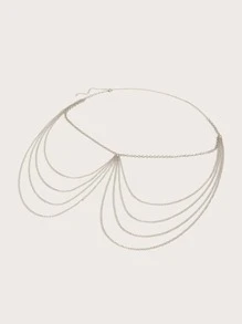 多層鏈條腰帶 - 銀色 - 查看 2