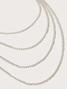 多層鏈條腰帶 - 銀色 - 查看 4