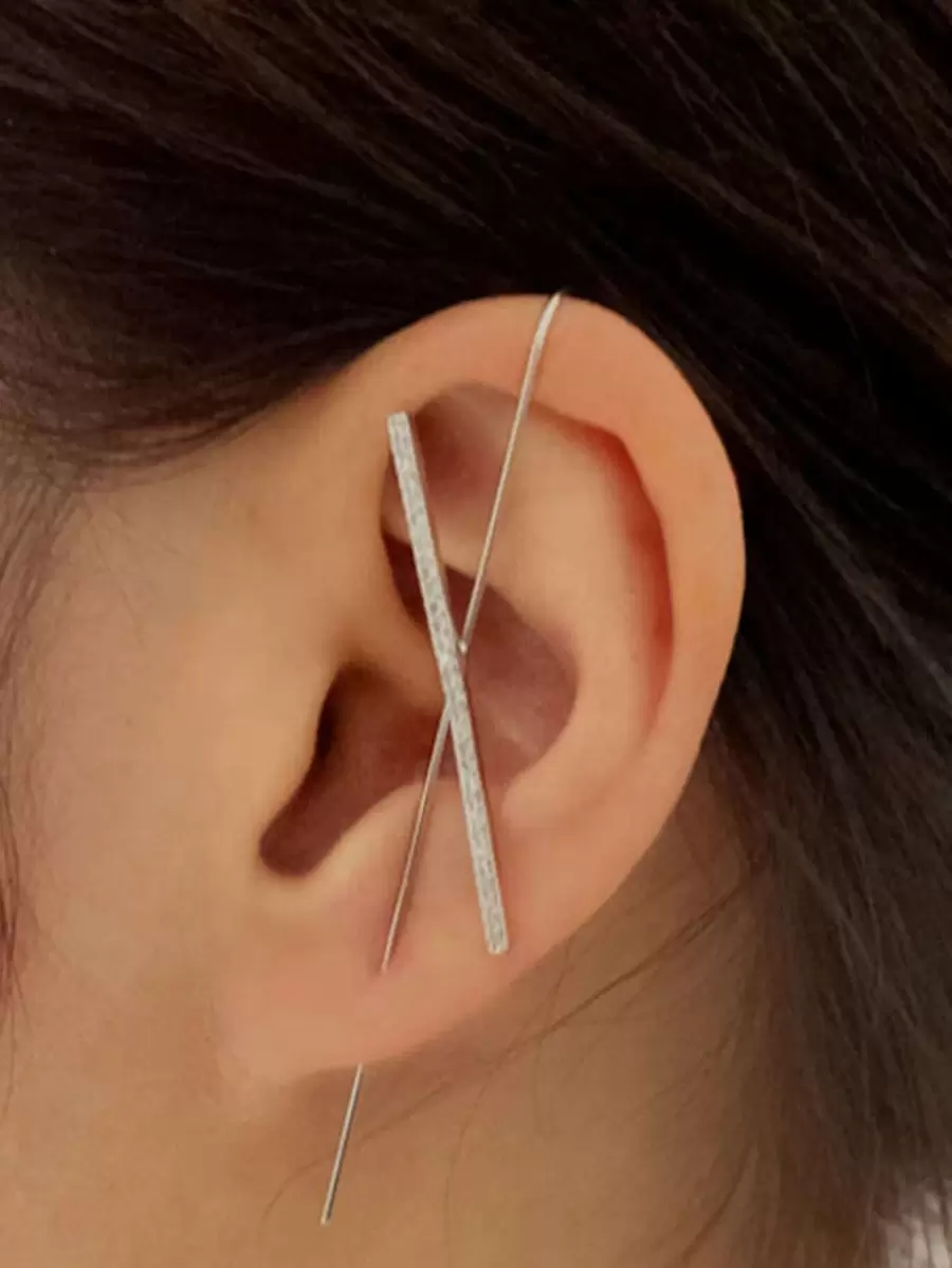 DAZY 1 cái bông tai hình chữ thập Criss - Bạc - Xem 1