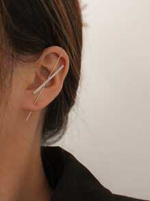 DAZY 1 cái bông tai hình chữ thập Criss - Bạc - Xem 4