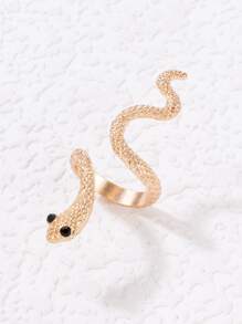 Rhinestone Decor Snake Design Cuff Ring - Vàng - Xem 3