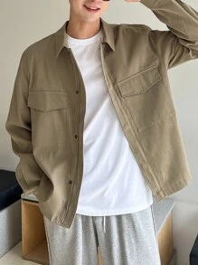 DAZY Men Solid Flap Pocket Jacket - Khaki - View 4