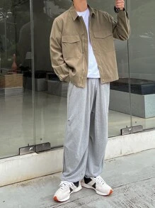 DAZY Men Solid Flap Pocket Jacket - Khaki - View 7