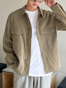 DAZY Men Solid Flap Pocket Jacket - Khaki - View 8