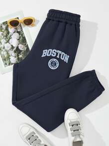 SHEIN Unity Quần thể thao nữ Lá thư - Màu xanh hải quân - Xem 1