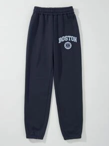 SHEIN Unity Quần thể thao nữ Lá thư - Màu xanh hải quân - Xem 3