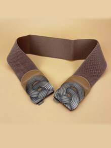 對稱扣皮帶 - 卡其色 - 查看 2