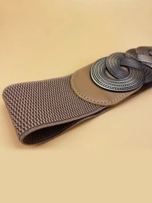 對稱扣皮帶 - 卡其色 - 查看 5