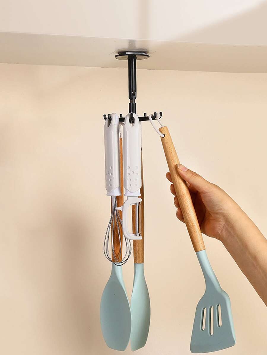 1 cái móc treo tường có thể xoay đa chức năng không cần đục lỗ - màu đen - Xem 1