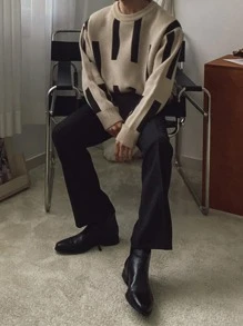 DAZY Men Drop Shoulder Jumper - Khaki - View 5