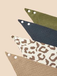 4 piezas Babero de bandana para bebé con patrón de leopardo - Multicolor - Ver 7
