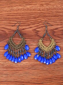 Bông tai thả tua rua đính cườm - Nhiều màu - Xem 2