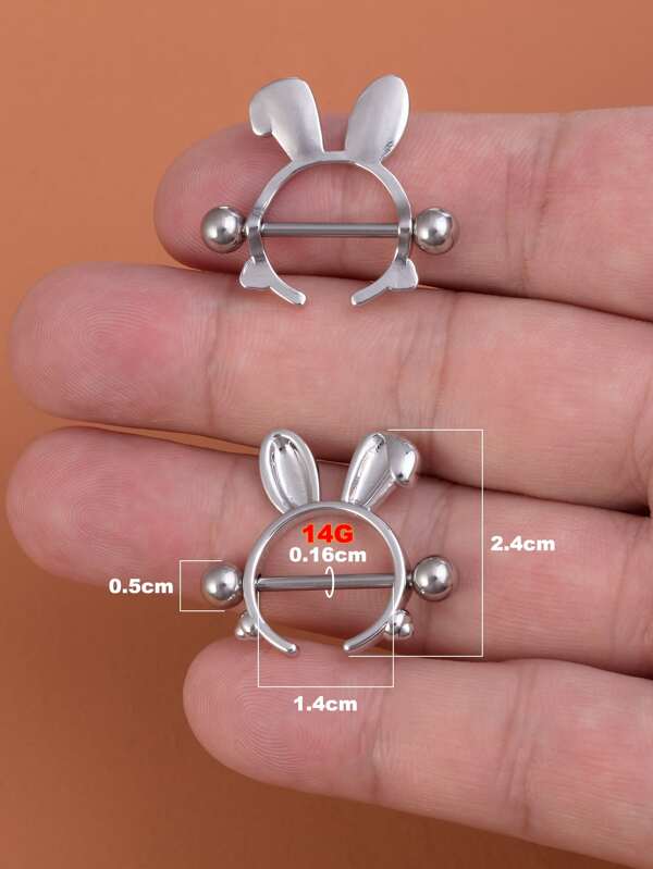 2pcs/set Perfect Piercing Rabbit Ear Decor Nipple Ring Copper Rainbow Septum Piercing