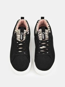 CUCCOO BASICS Zebra Graphic Lace-up Front Skate Shoes - Black - View 4