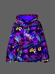 SHEIN 青少年男孩反光波普艺术印花卫衣 - 彩色 - 查看 1