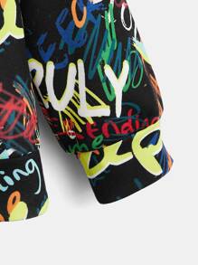 SHEIN 青少年男孩反光波普艺术印花卫衣 - 彩色 - 查看 5