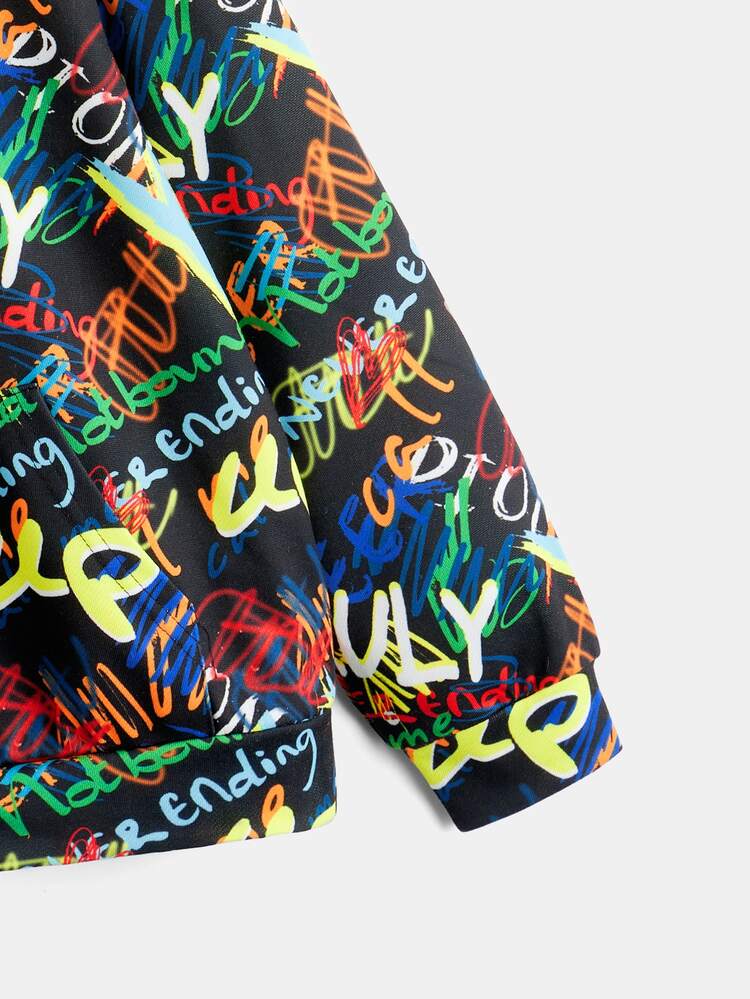 SHEIN 青少年男孩反光波普艺术印花卫衣 - 彩色 - 查看 6