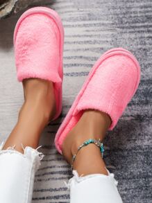 Minimalist Flannel Bedroom Slippers - Pink - View 6