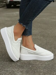 Zapatos con diseño de puntada sin cordones - Blanco - Ver 3