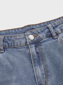 ROMWE MEN WB Horror | ROMWE Guys Figure Graphic Ripped Jeans - Medium Wash - View 4