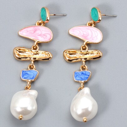 Faux Pearl Decor Drop Earrings