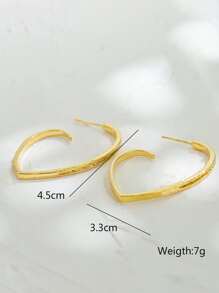Heart Design Cuff Hoop Earrings - Yellow Gold - View 3