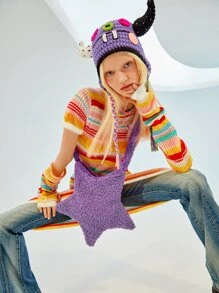 SHEIN ICON 星形毛茸茸異形包 - 紫色 - 查看 1