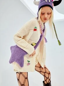 SHEIN ICON 星形毛茸茸異形包 - 紫色 - 查看 3