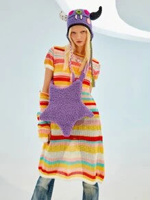 SHEIN ICON 星形毛茸茸異形包 - 紫色 - 查看 2