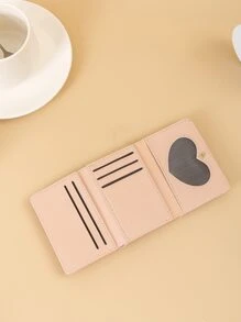 Bear & Letter Graphic Small Wallet Credit Card Small Purse ID Window Trifold Women Wallet