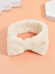 1入組蝴蝶結裝飾浴室髮帶浴室用滌綸純色淋浴髮帶 - 米色 - 查看 4