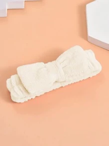 1入組蝴蝶結裝飾浴室髮帶浴室用滌綸純色淋浴髮帶 - 米色 - 查看 6